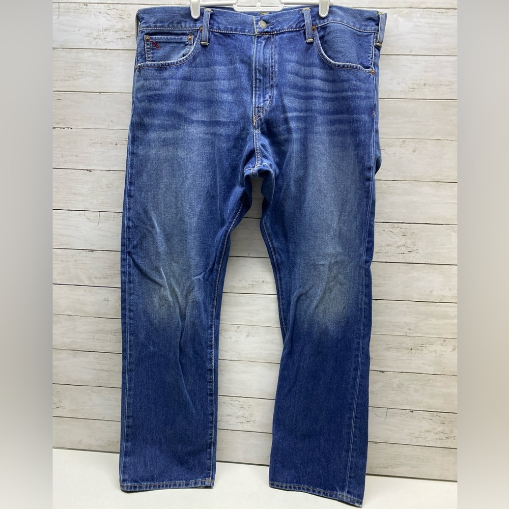 Polo Ralph Lauren Jeans Authentic Dungarees Mens 38x32  (40x32) Blue Wash Denim